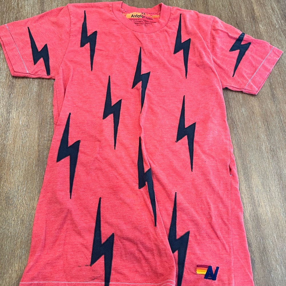 Aviator Nation Lightning Bolt Heather Basic Tee - image 1